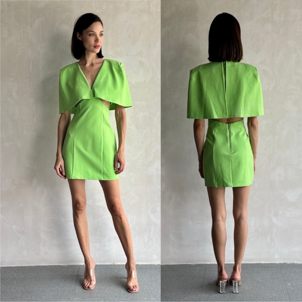 Elliatt Lime Green Cape Cutout Dress!